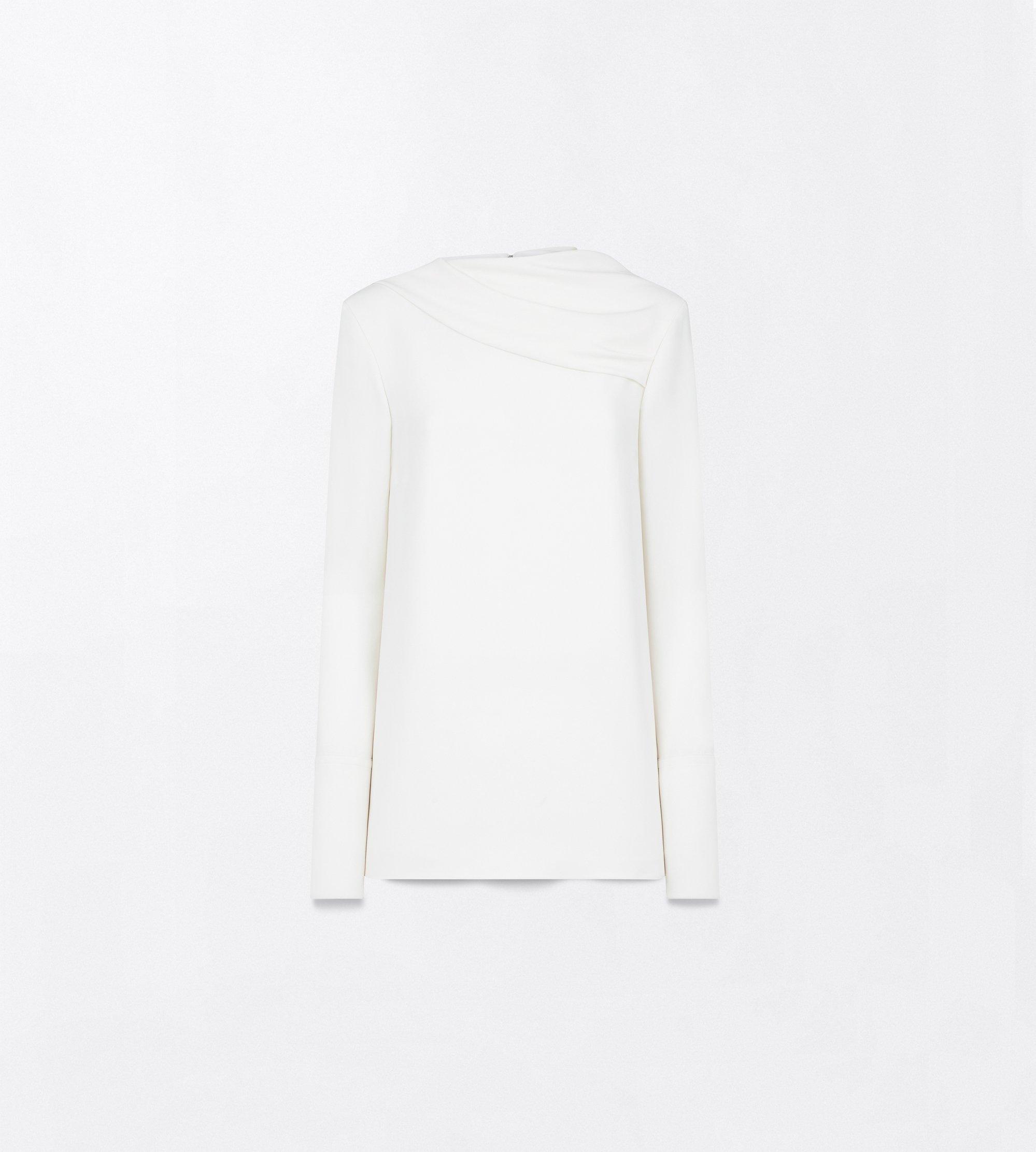 SILK CREPE LONG SLEEVE DRAPED COLLAR BLOUSE