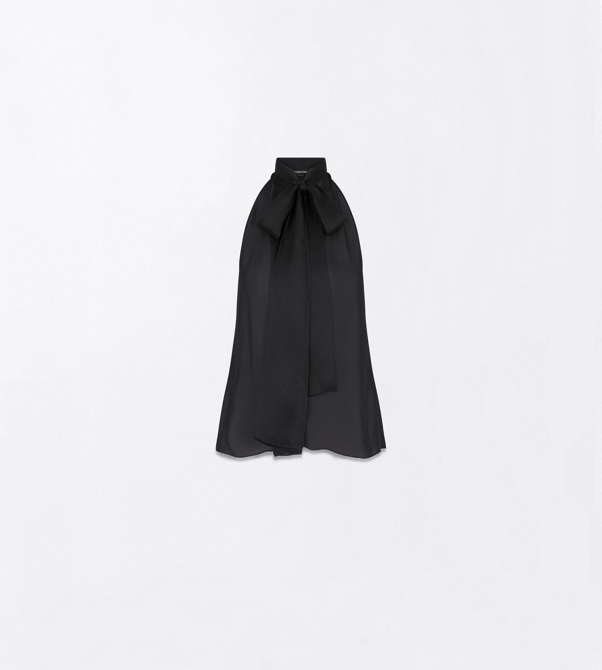 TF MONOGRAM SILK CHIFFON HALTERNECK LAVALLIERE TOP WITH OPEN BACK