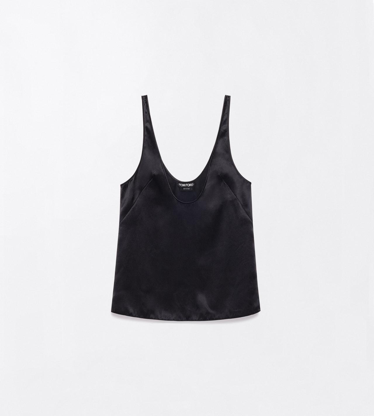 TOM FORD SILK BLACK PEACH-FEEL SILK SATIN LOW NECK TANK TOP