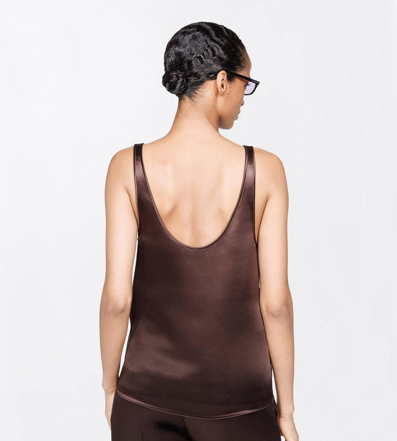 TOM FORD SILK CHOCOLATE SILK SATIN LOW NECK TANK TOP