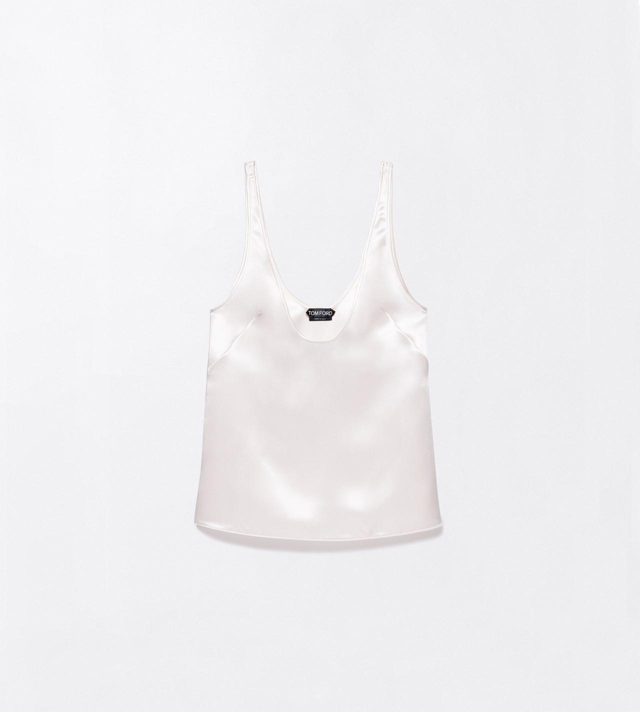 TOM FORD SILK OFF WHITE SILK SATIN LOW NECK TANK TOP