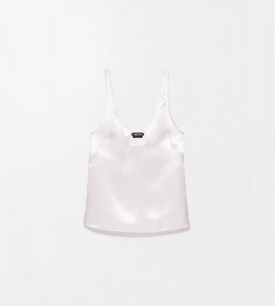 TOM FORD SILK OFF WHITE SILK SATIN LOW NECK TANK TOP