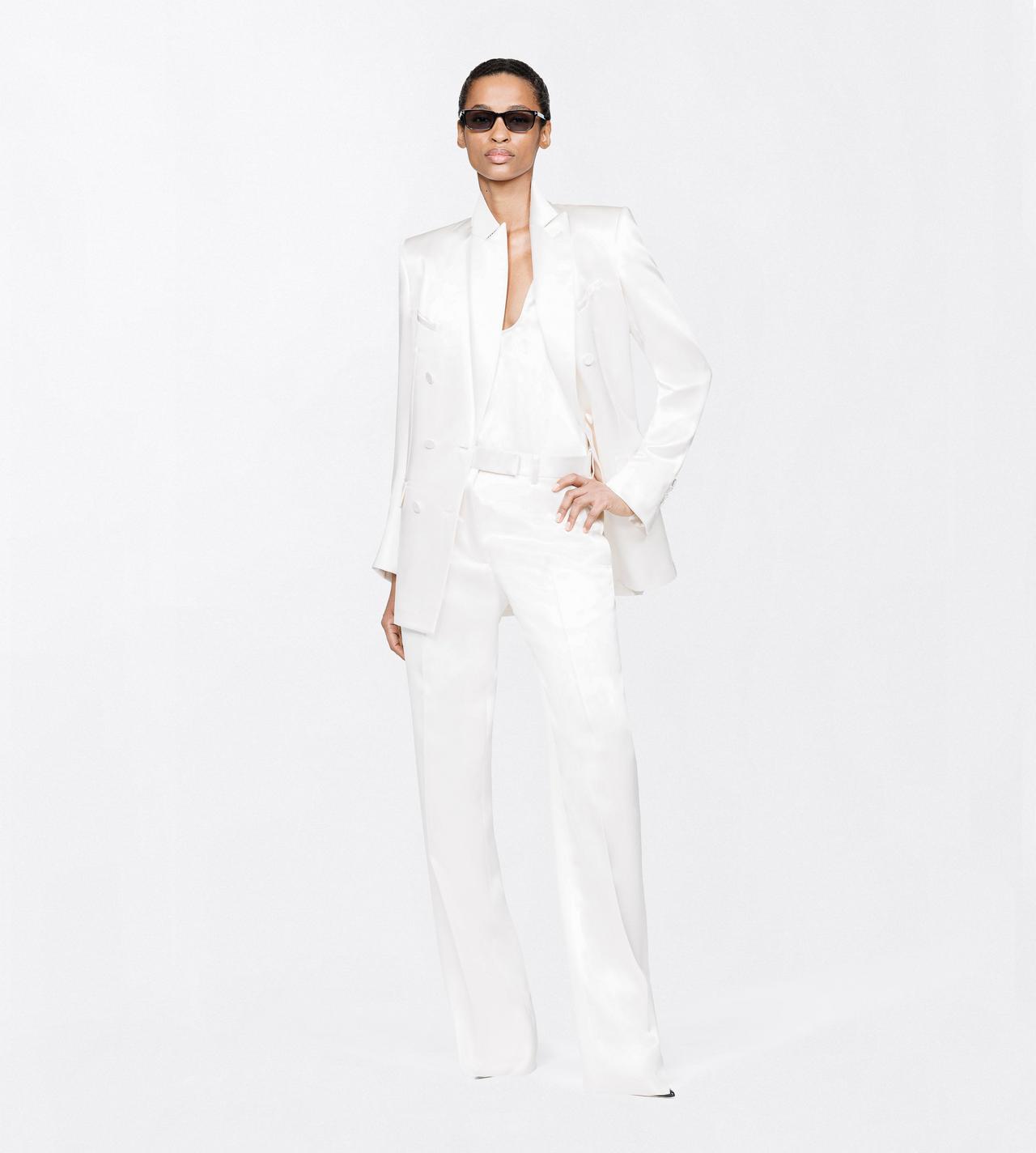 TOM FORD SILK OFF WHITE SILK SATIN LOW NECK TANK TOP