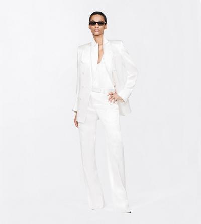 TOM FORD SILK OFF WHITE SILK SATIN LOW NECK TANK TOP