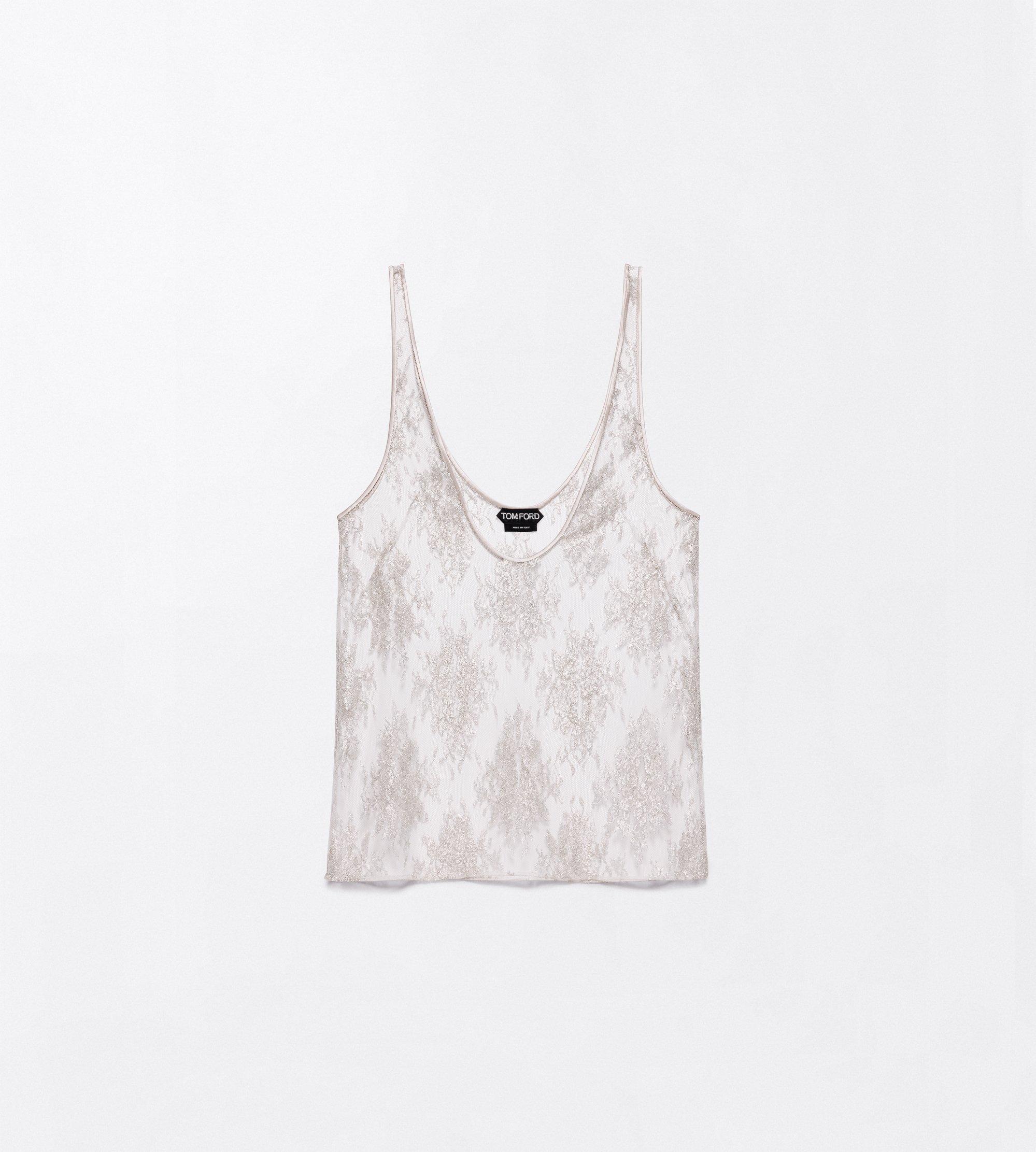 FLORAL LAME LACE LACE LOW NECK TANK TOP