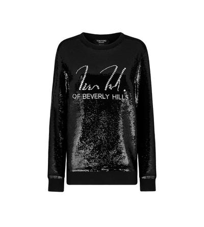 LIQUID SEQUINS ON STRETCH TULLE SIGNATURE SWEATSHIRT image number 0