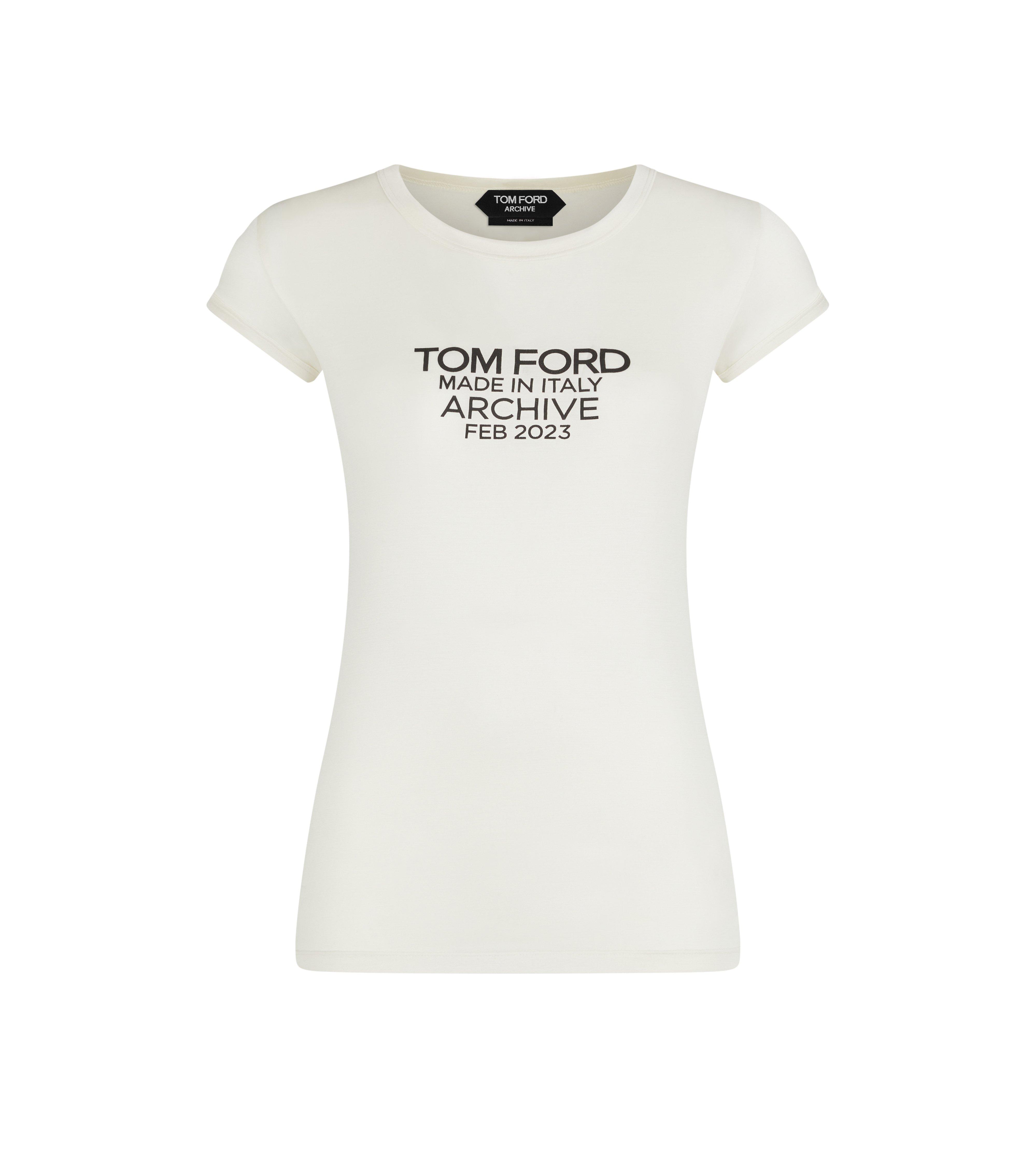 SILK JERSEY FITTED T-SHIRT WITH TOM FORD ARCHIVE LOGO