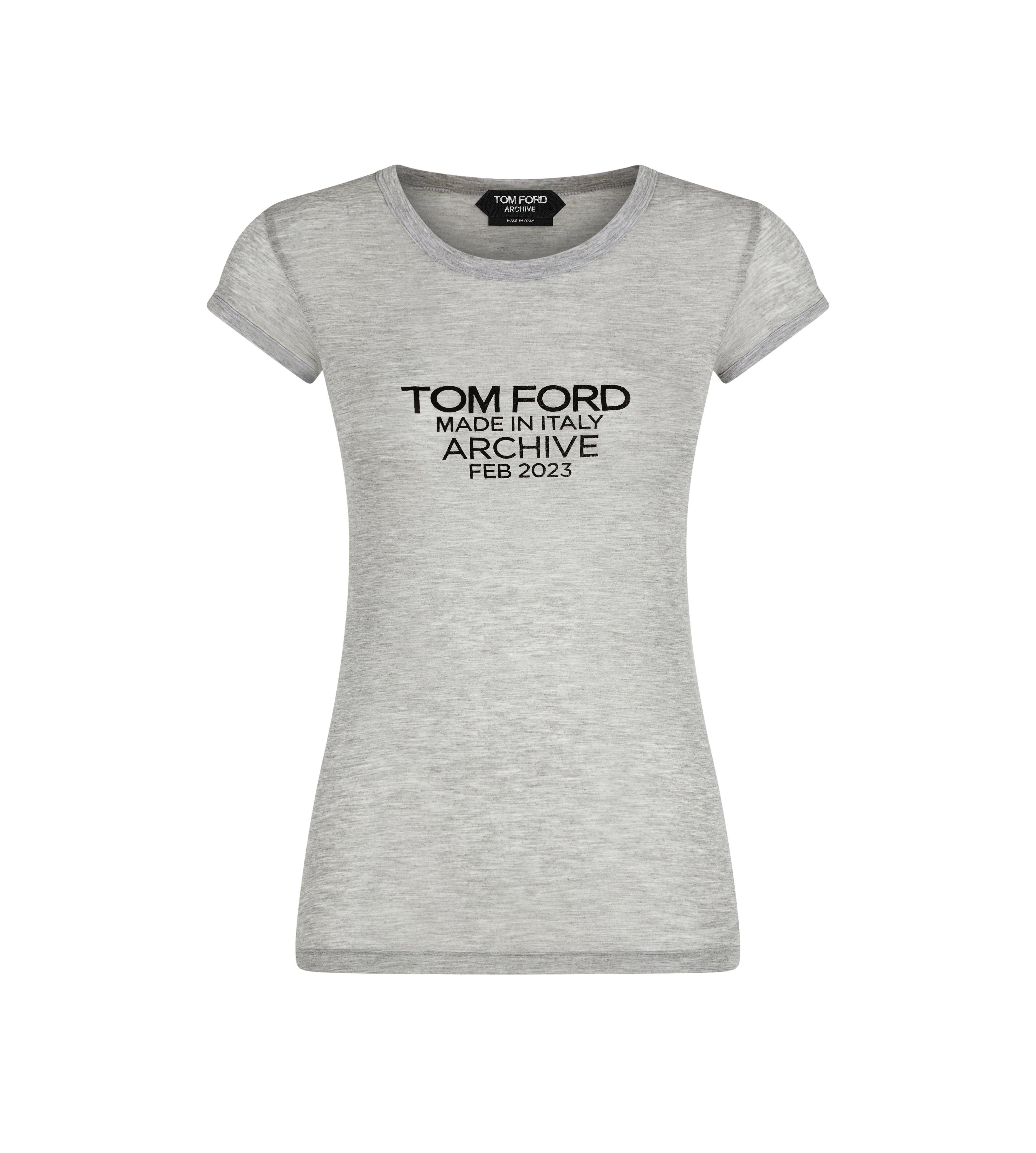 SILK JERSEY FITTED T-SHIRT WITH TOM FORD ARCHIVE LOGO