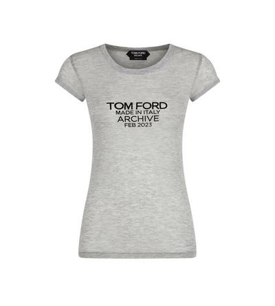 SILK JERSEY FITTED T-SHIRT WITH TOM FORD ARCHIVE LOGO image number 0