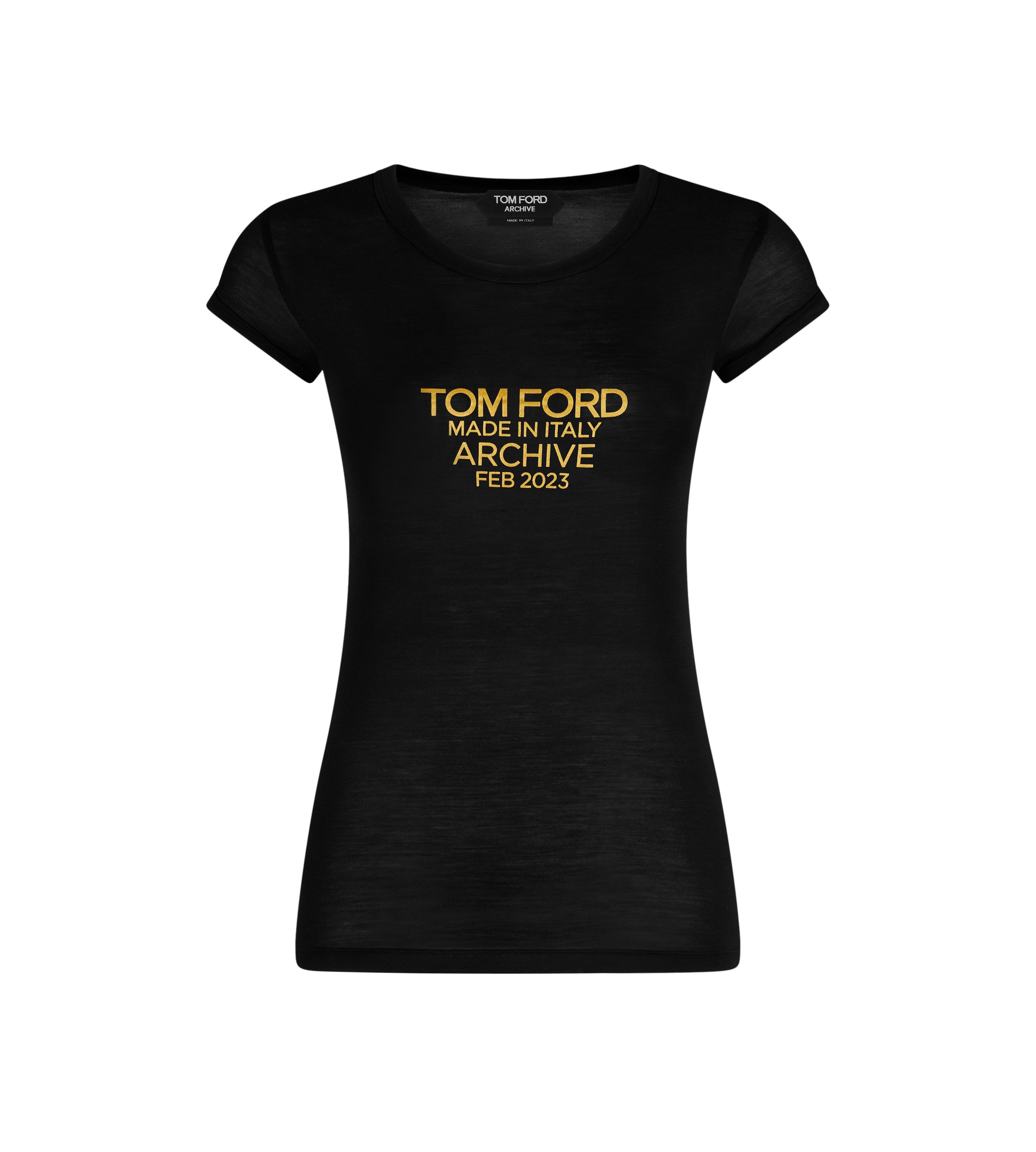 SILK JERSEY FITTED T-SHIRT WITH TOM FORD ARCHIVE LOGO