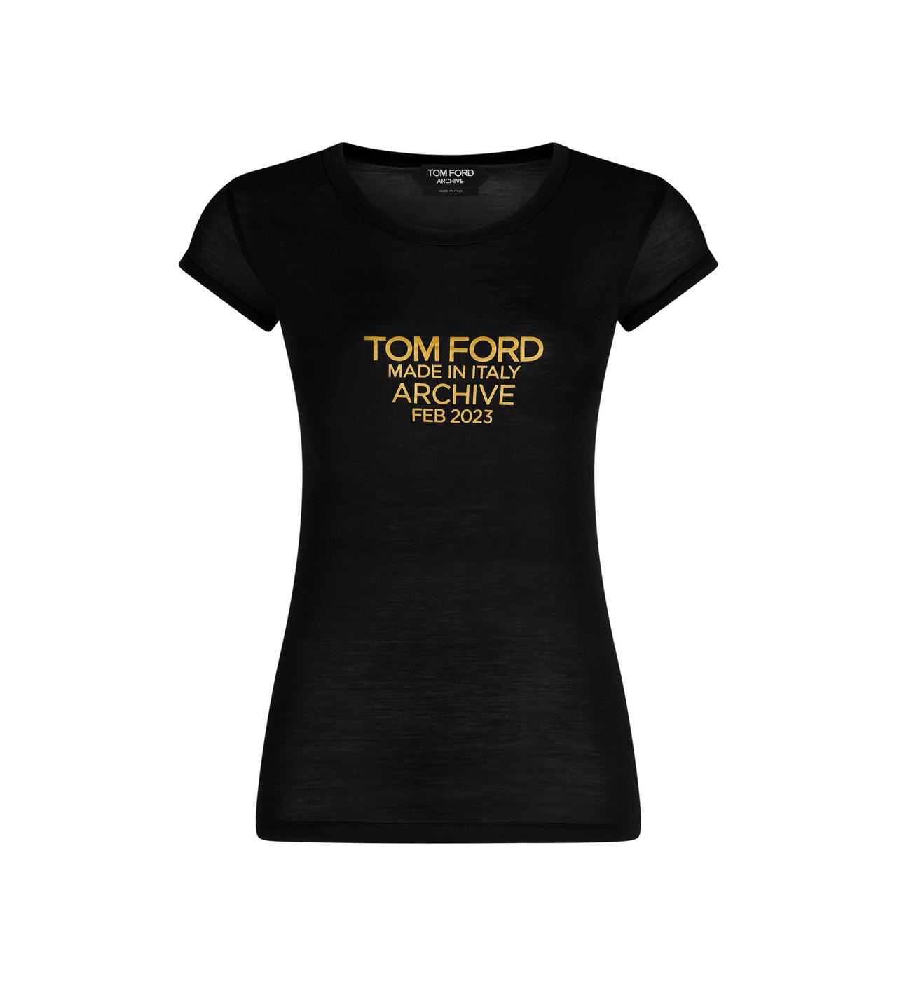 SILK JERSEY FITTED T-SHIRT WITH TOM FORD ARCHIVE LOGO image number 0