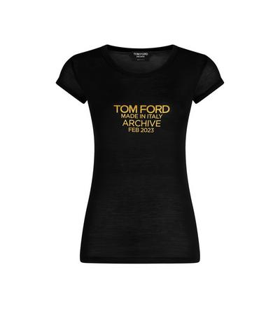 SILK JERSEY FITTED T-SHIRT WITH TOM FORD ARCHIVE LOGO image number 0