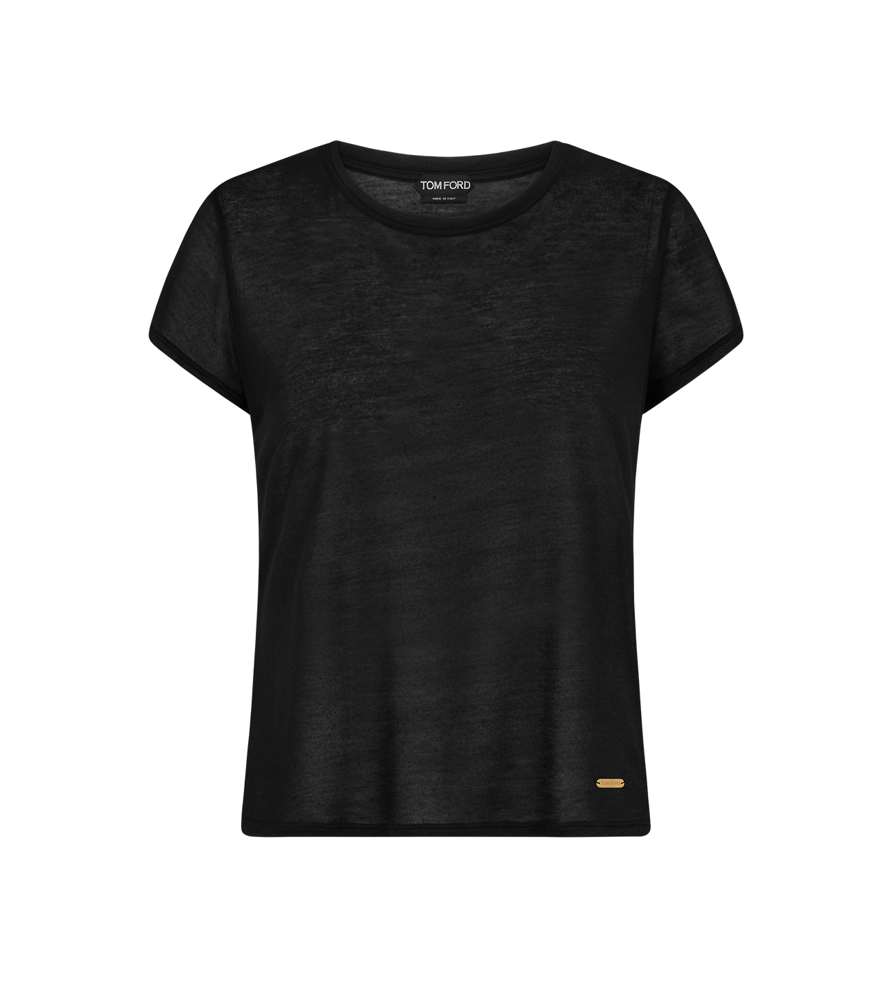 CREWNECK T-SHIRT WITH TOM FORD METAL PLAQUE image number 0