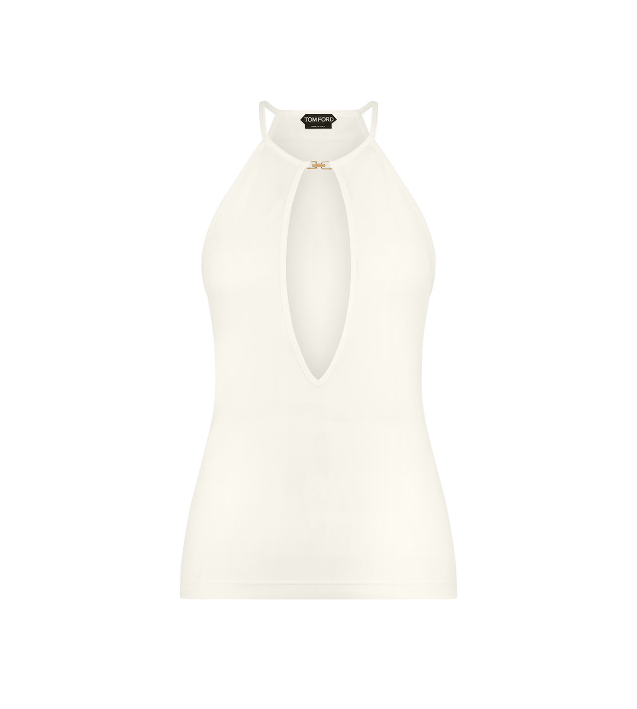 TOM FORD VISCOSE CHALK HALTERNECK TOP WITH CUT OUT