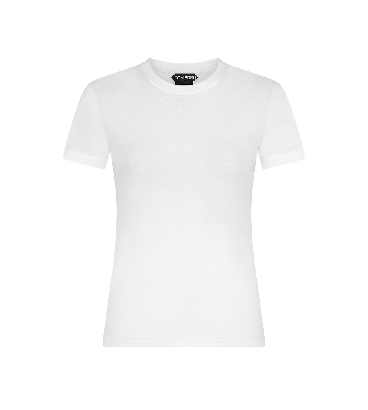 TOM FORD  WHITE COTTON JERSEY T-SHIRT WITH TONAL TF EMBROIDERED LOGO