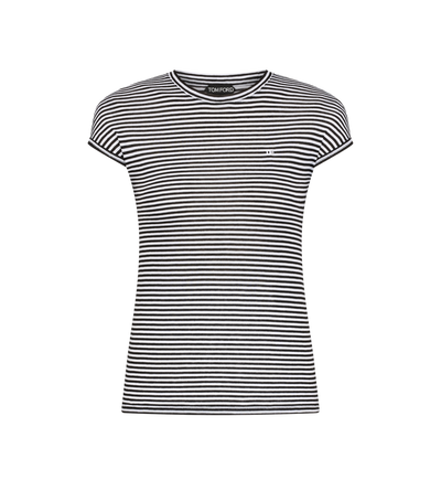 STRIPED T-SHIRT WITH TONAL TF EMBROIDERED LOGO