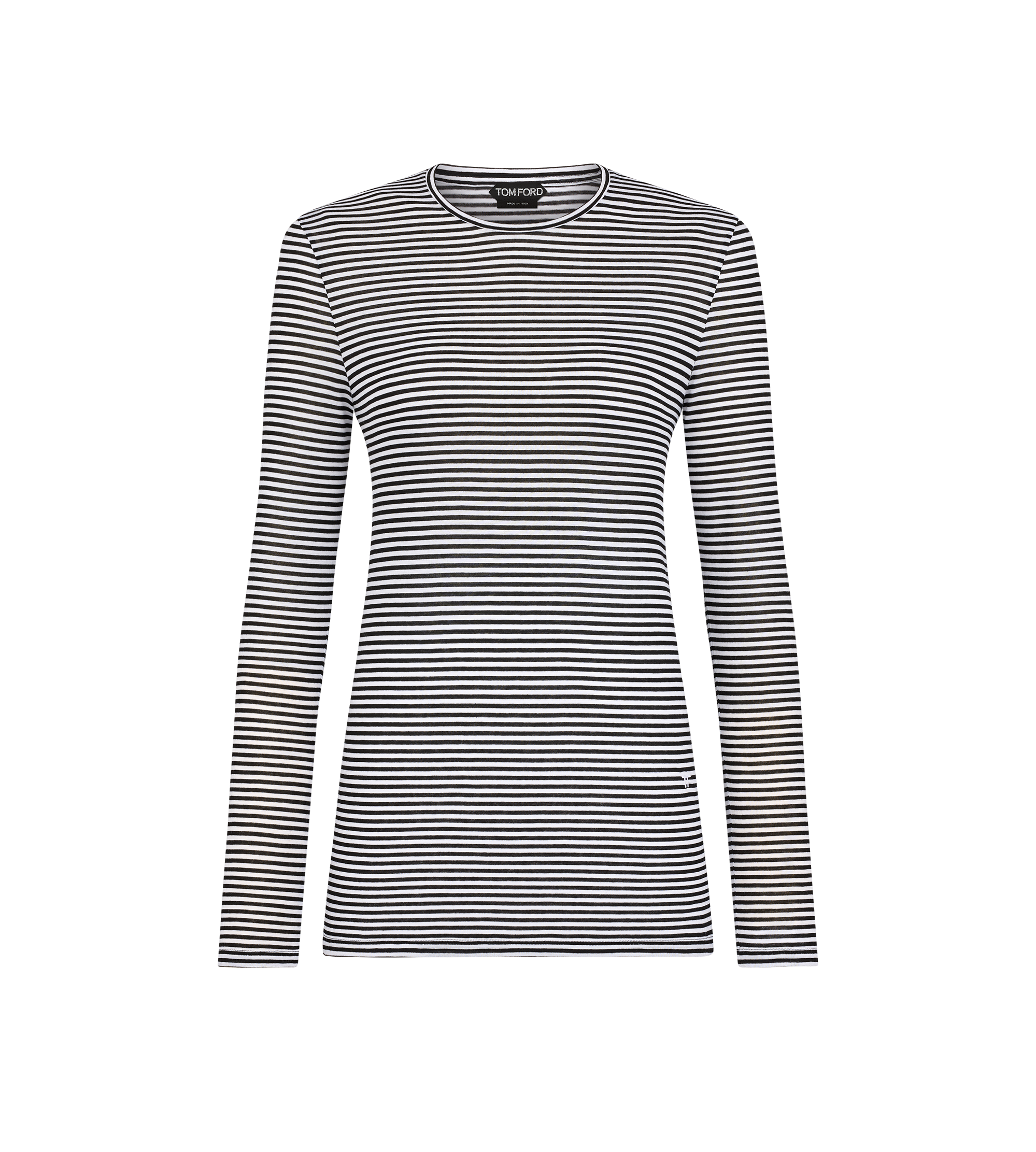 STRIPED LONG SLEEVE T-SHIRT WITH TONAL TF EMBROIDERED LOGO