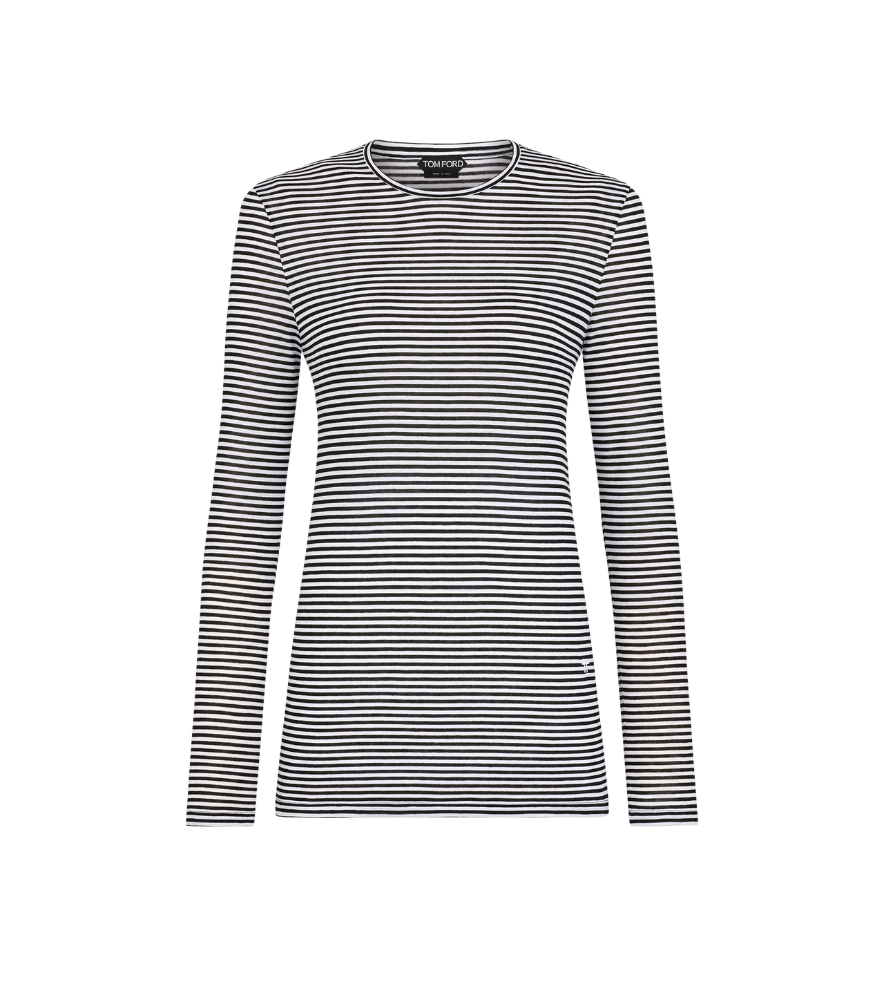 STRIPED LONG SLEEVE T-SHIRT WITH TONAL TF EMBROIDERED LOGO image number 0