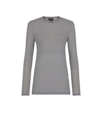 STRIPED LONG SLEEVE T-SHIRT WITH TONAL TF EMBROIDERED LOGO