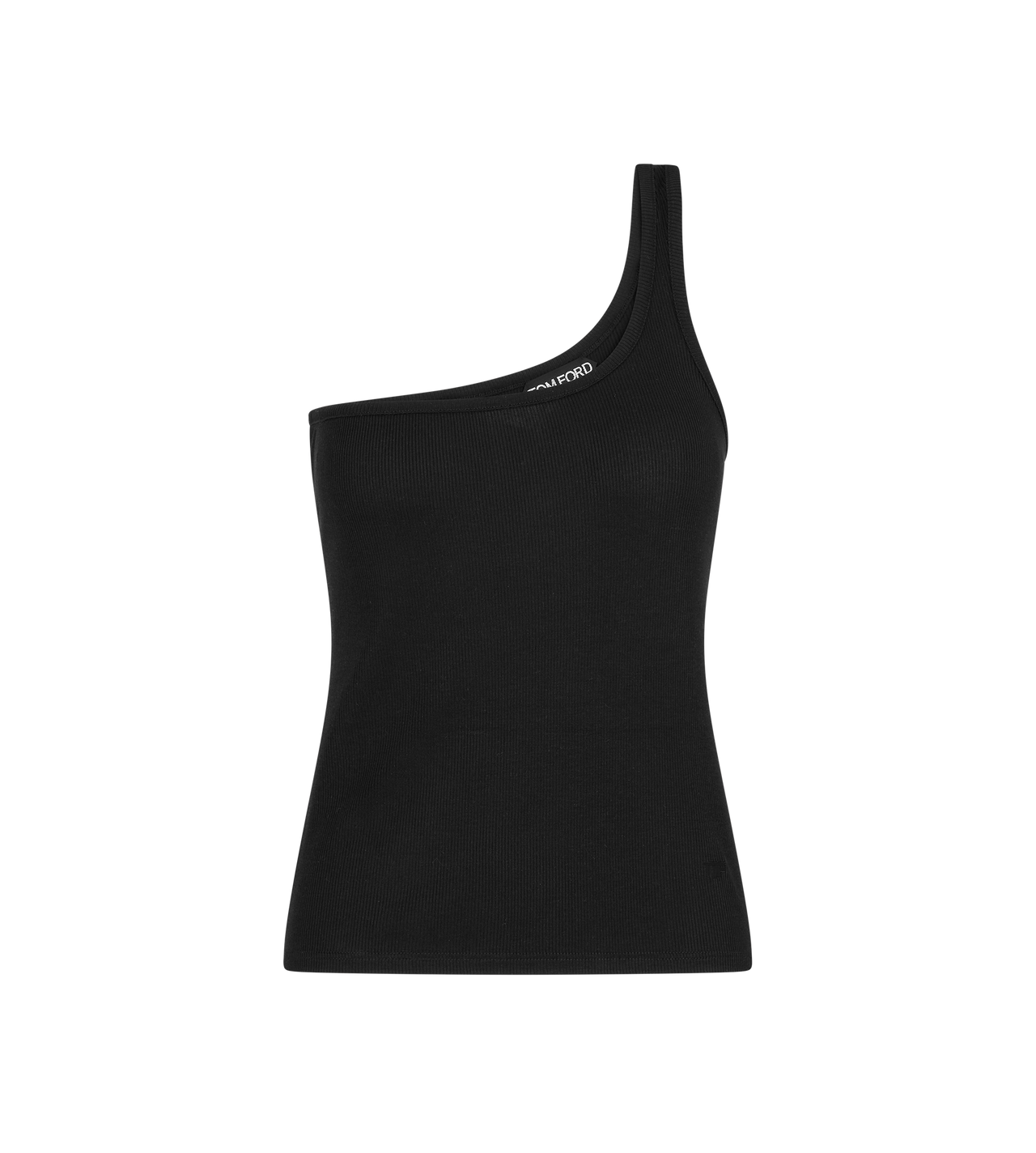 SILK BLEND RIB JERSEY ONE SHOULDER TOP image number 0