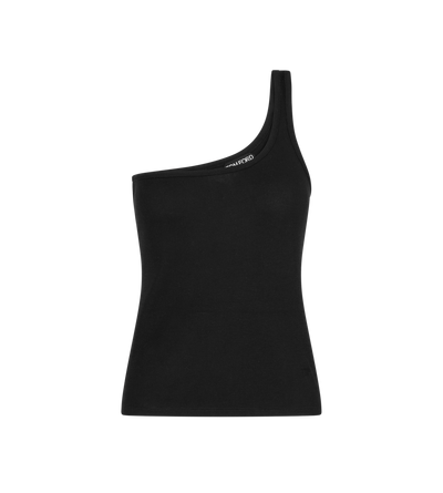 SILK BLEND RIB JERSEY ONE SHOULDER TOP image number 0