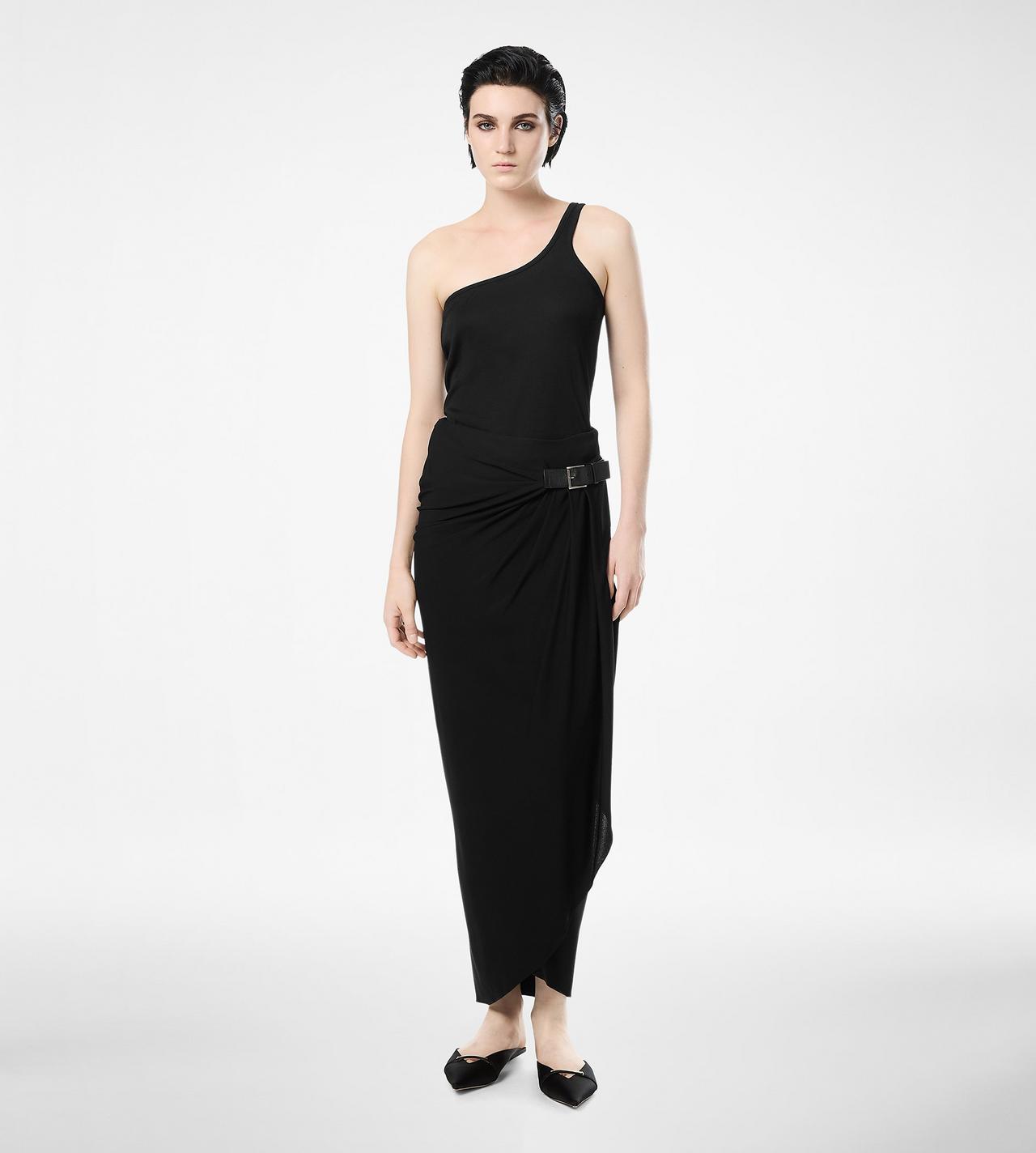 SILK BLEND RIB JERSEY ONE SHOULDER TOP image number 2