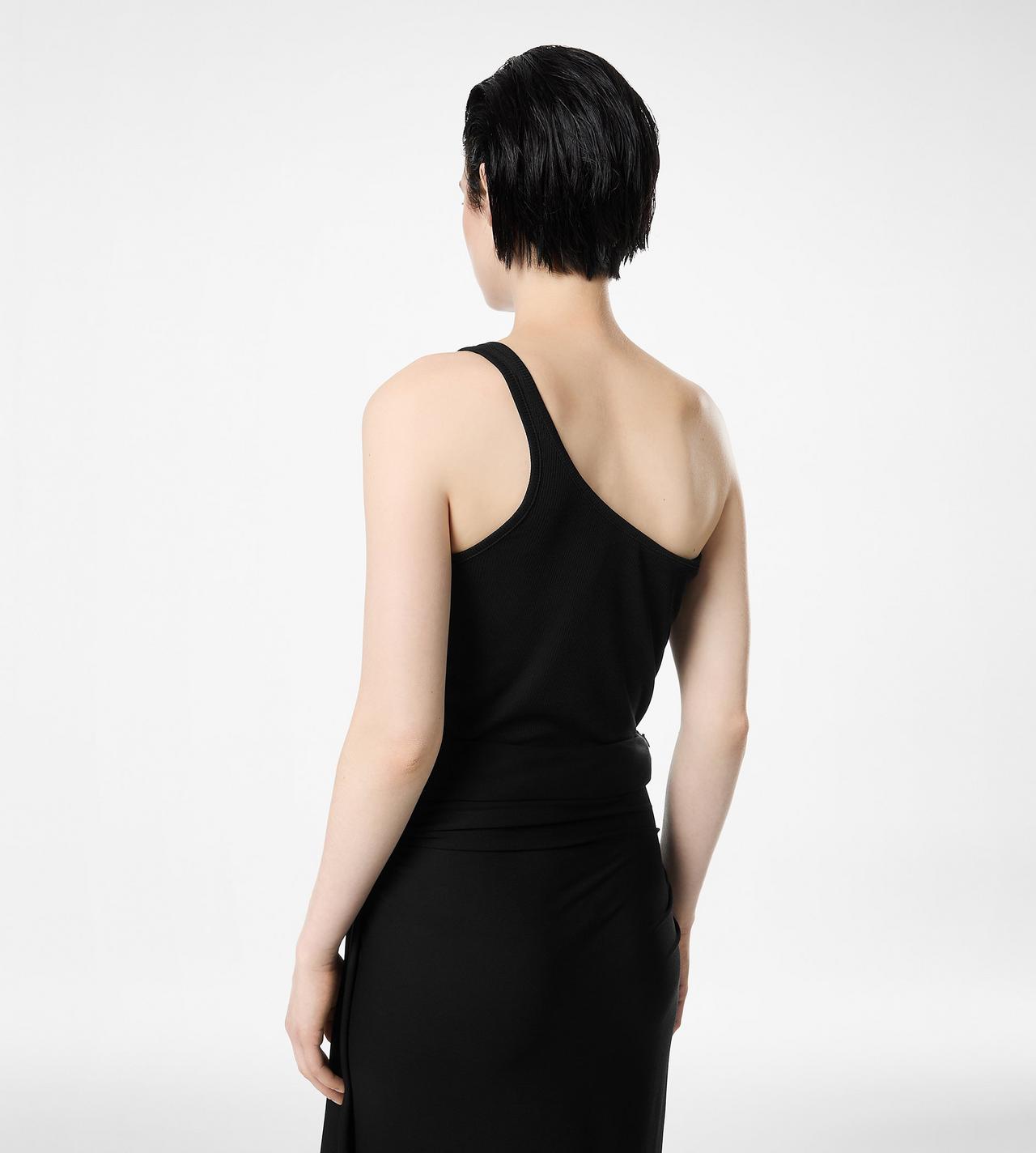 SILK BLEND RIB JERSEY ONE SHOULDER TOP image number 4