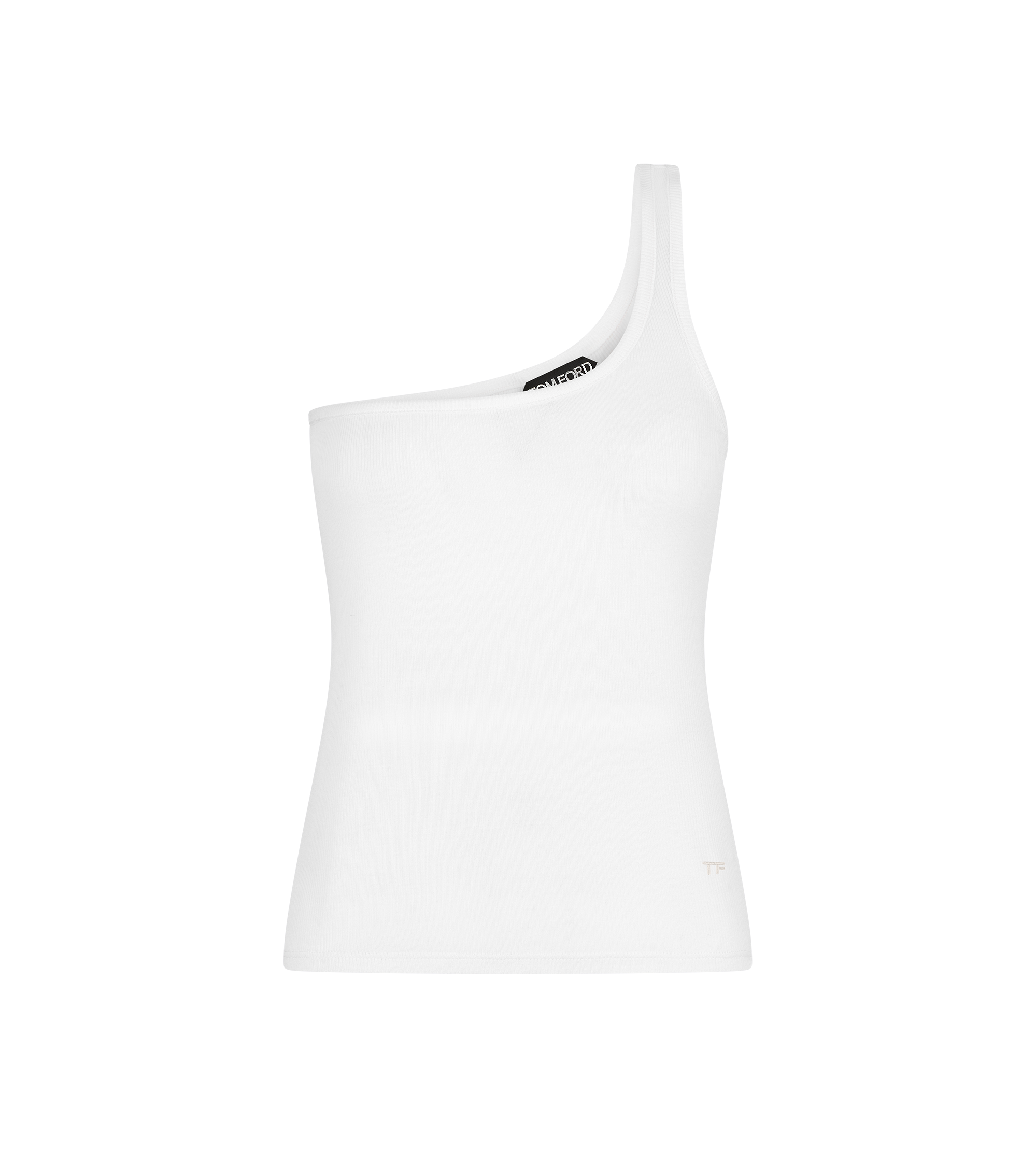 SILK BLEND RIB JERSEY ONE SHOULDER TOP