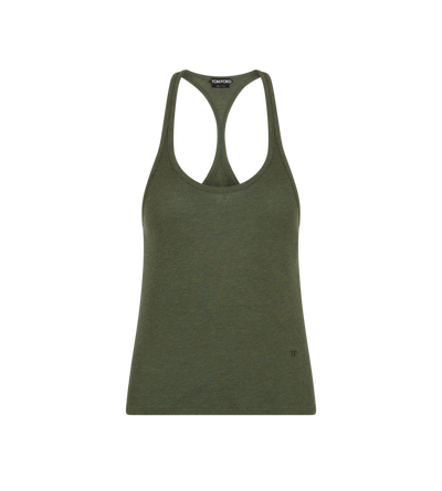 SILK BLEND RIB JERSEY TANK TOP WITH TONAL TF EMBROIDERED LOGO image number 0