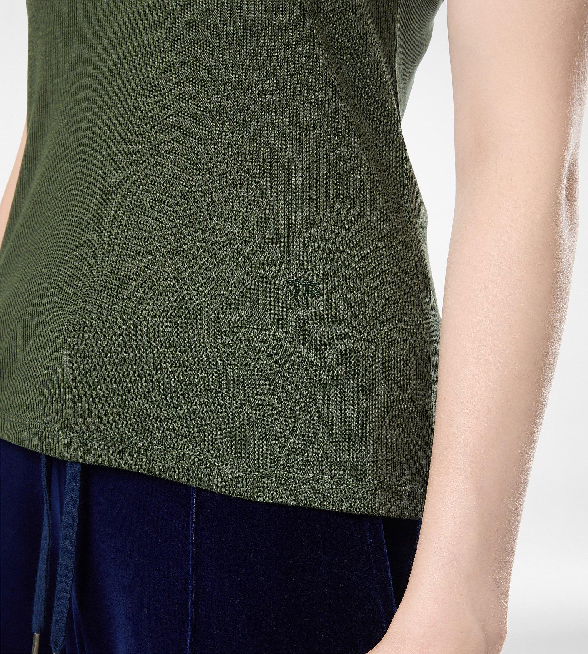 SILK BLEND RIB JERSEY TANK TOP WITH TONAL TF EMBROIDERED LOGO