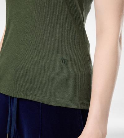SILK BLEND RIB JERSEY TANK TOP WITH TONAL TF EMBROIDERED LOGO image number 1