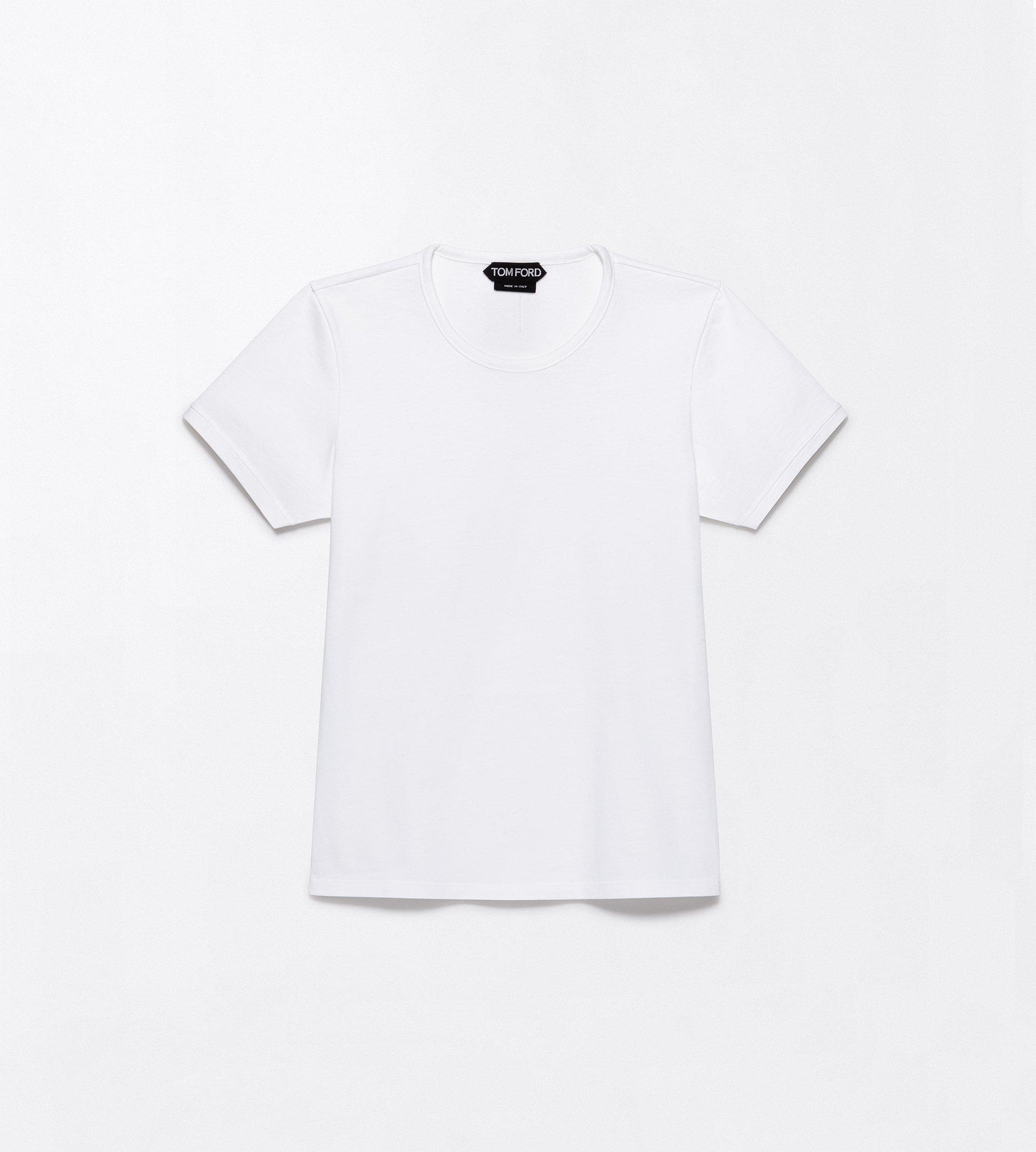 COTTON JERSEY BOYFRIEND T-SHIRT WITH ELONGATED T EMBROIDERED LOGO
