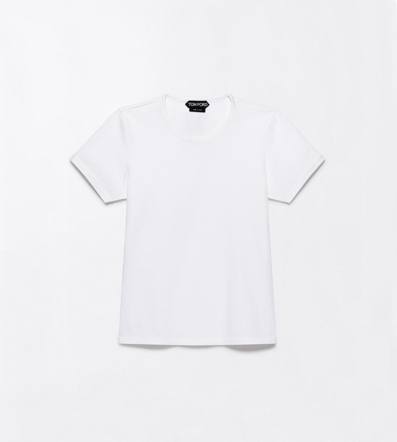 TOM FORD COTTON WHITE COTTON JERSEY BOYFRIEND T-SHIRT WITH ELONGATED T EMBROIDERED LOGO