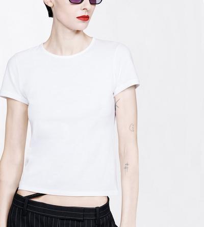 TOM FORD COTTON WHITE COTTON JERSEY BOYFRIEND T-SHIRT WITH ELONGATED T EMBROIDERED LOGO