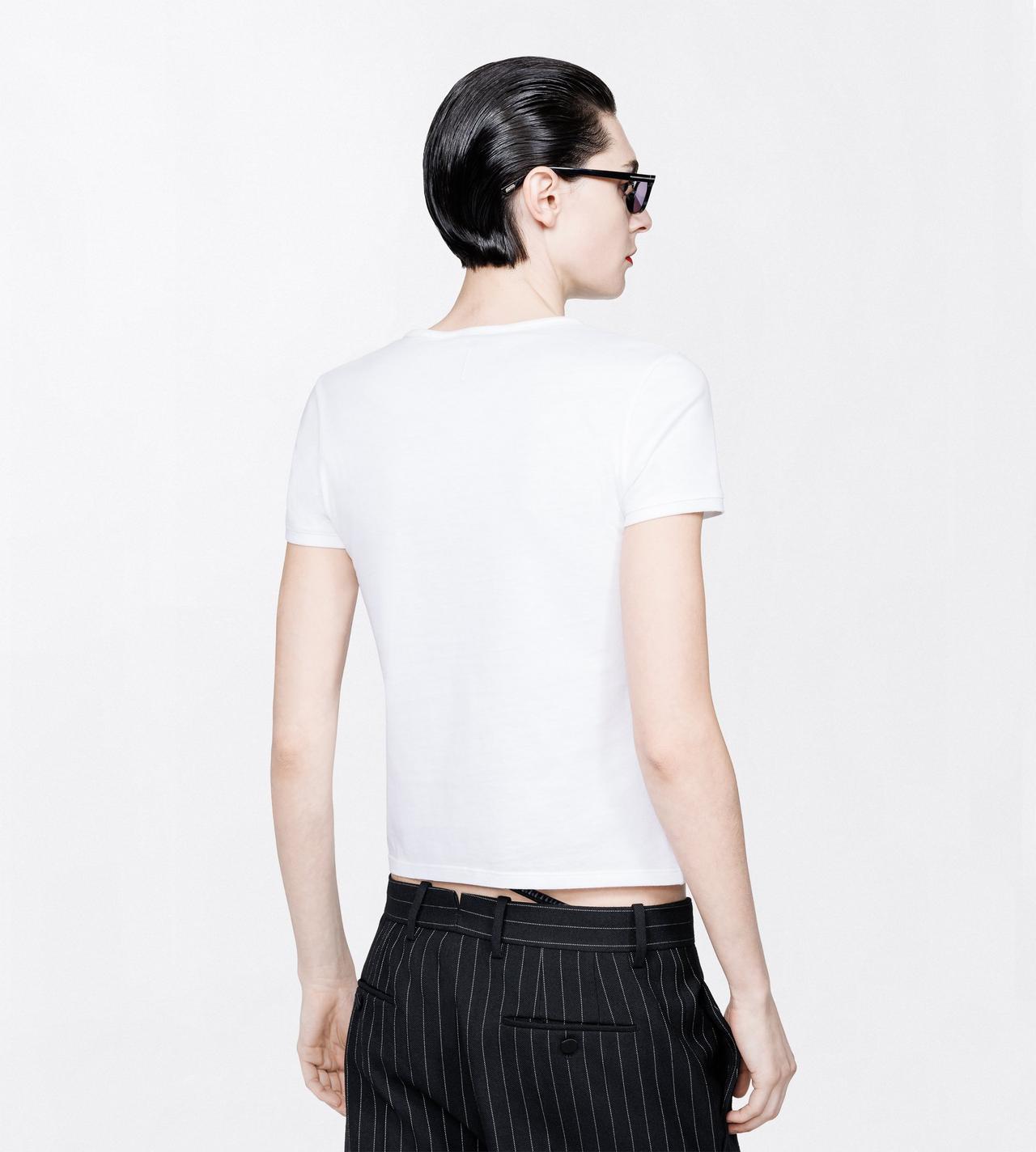 TOM FORD COTTON WHITE COTTON JERSEY BOYFRIEND T-SHIRT WITH ELONGATED T EMBROIDERED LOGO