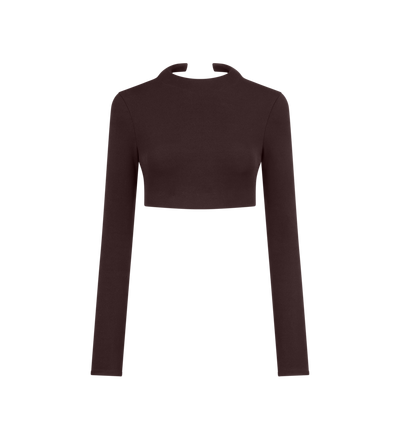 IMPOSSIBLE BACKLESS LONG SLEEVE CROPPED TOP image number 0