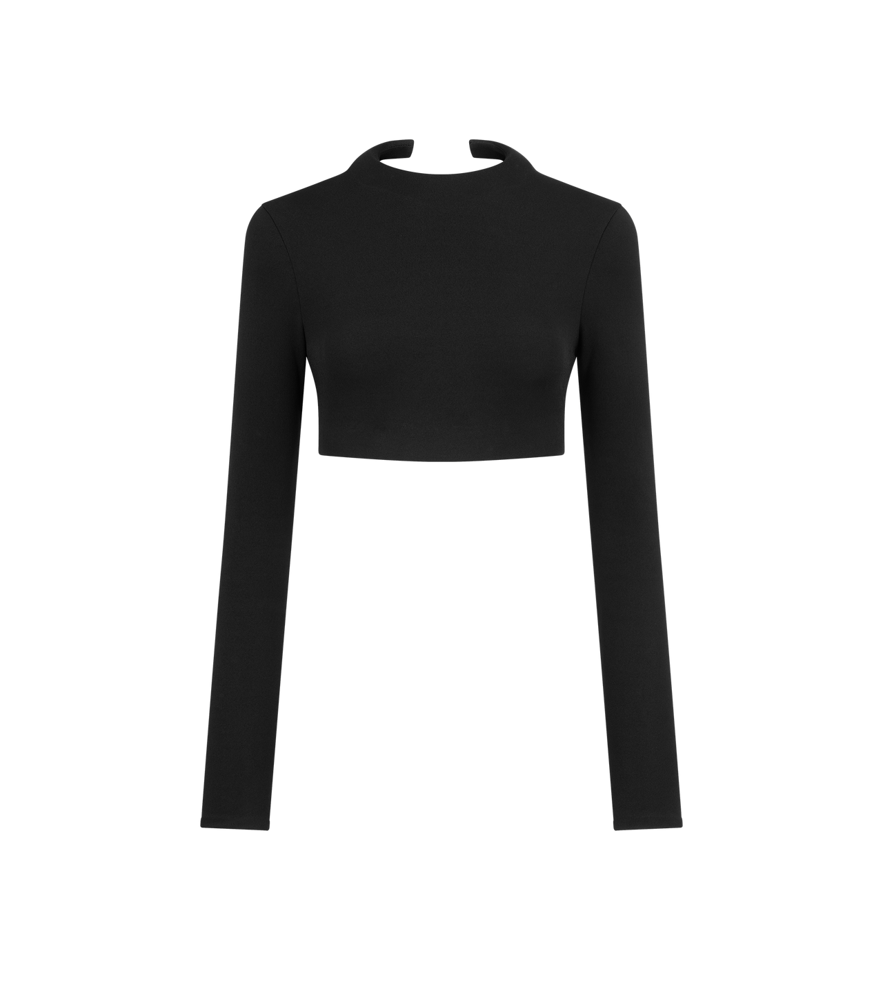 TOM FORD VISCOSE BLACK IMPOSSIBLE BACKLESS LONG SLEEVE CROPPED TOP