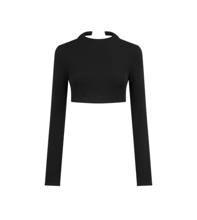 IMPOSSIBLE BACKLESS LONG SLEEVE CROPPED TOP