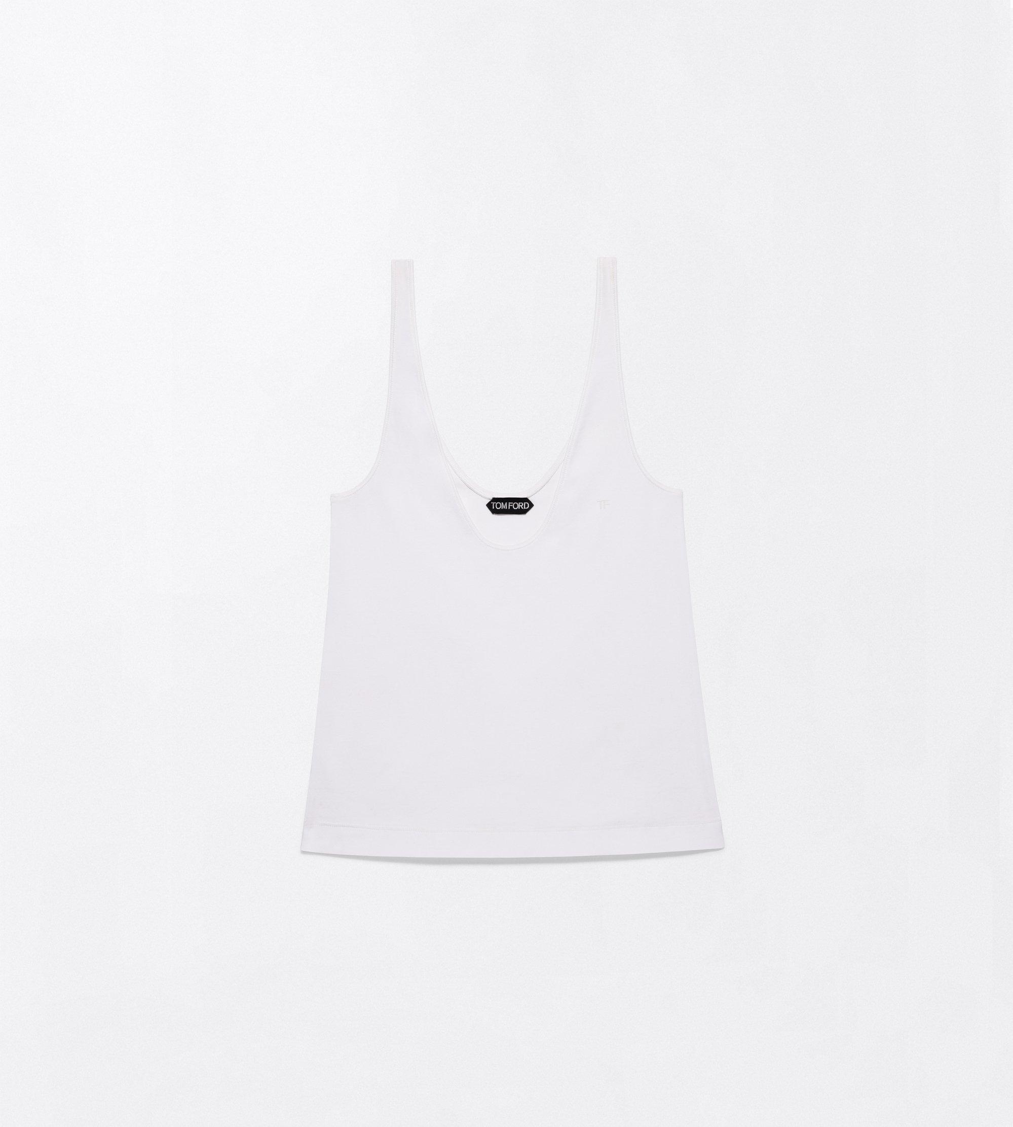 RIBBED STRETCH COTTON JERSEY TANK TOP WITH TF EMBROIDERED LOGO