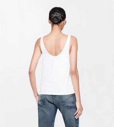 TOM FORD COTTON WHITE RIBBED STRETCH COTTON JERSEY TANK TOP WITH TF EMBROIDERED LOGO