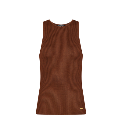 SHINY VISCOSE RIB KNIT TANK TOP