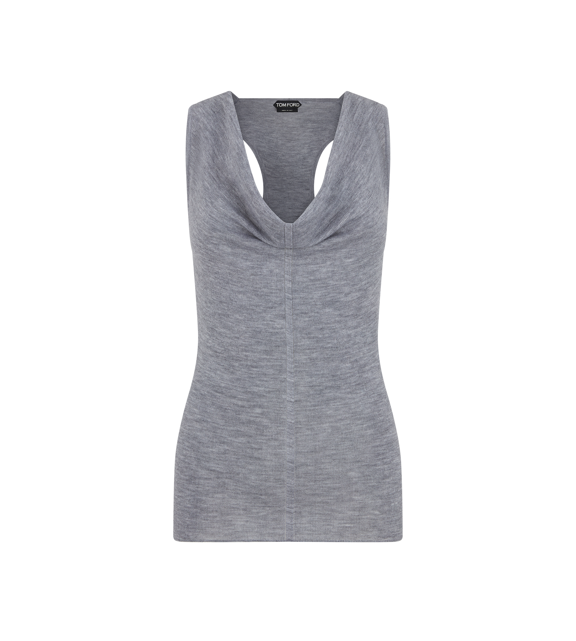 MERINO WOOL RIB KNIT COWL COLLAR TANK TOP