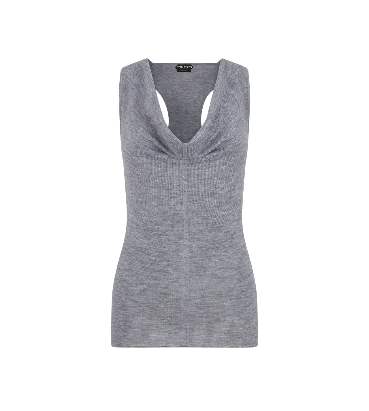 MERINO WOOL RIB KNIT COWL COLLAR TANK TOP image number 0