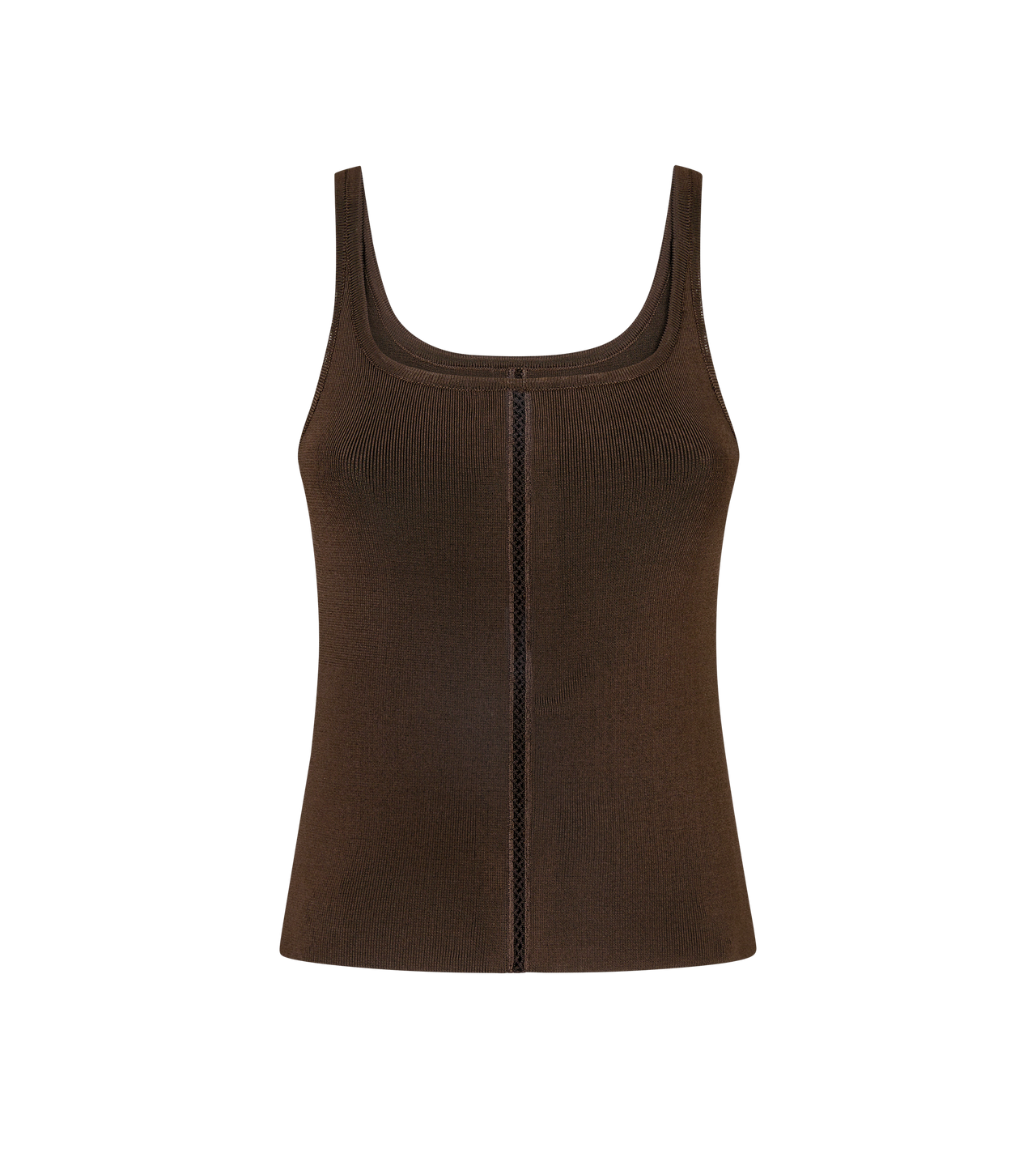 EMBROIDERED COMPACT SLINKY VISCOSE KNIT TANK TOP image number 0