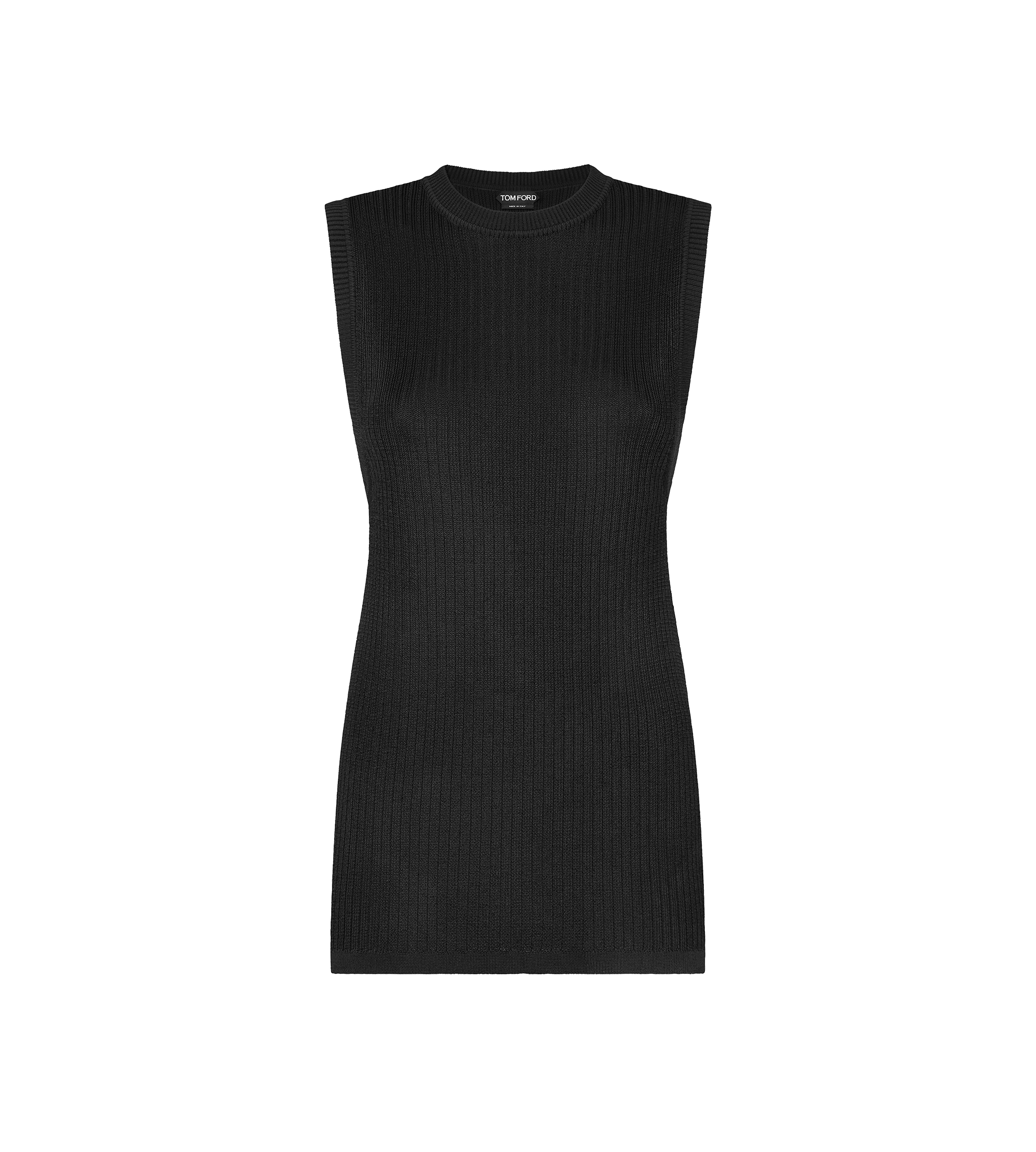 SLEEVELESS CREWNECK KNIT WITH SIDE SLITS