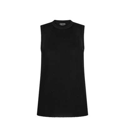 MICRO SEQUINS EMBELLISHED RIB RELAXED TANK image number 0