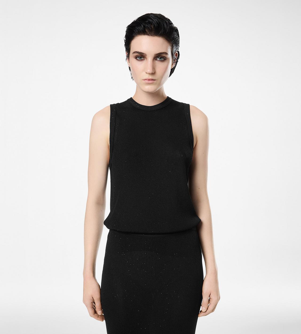 MICRO SEQUINS EMBELLISHED RIB RELAXED TANK image number 3