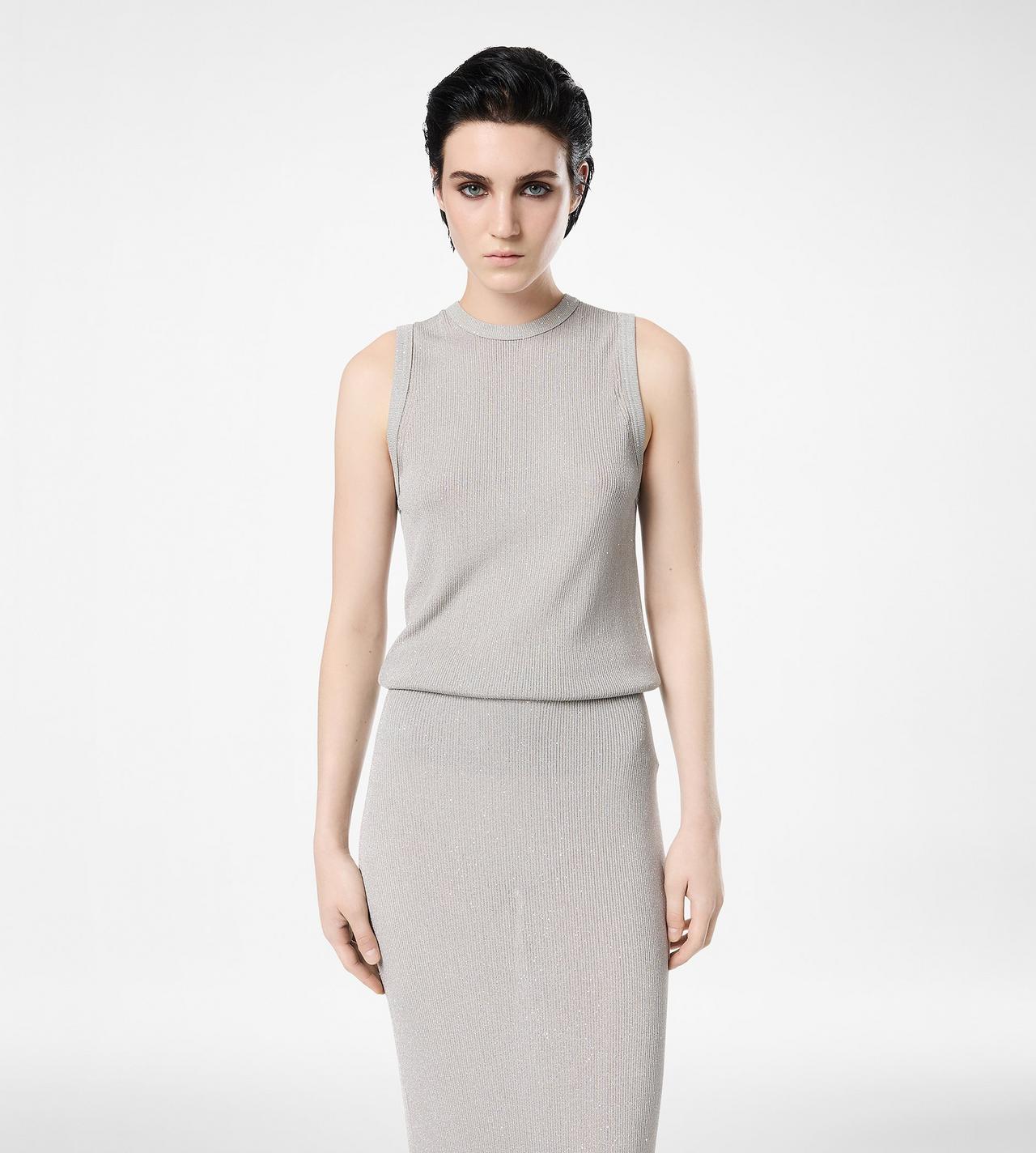 MICRO SEQUINS EMBELLISHED RIB RELAXED TANK image number 3