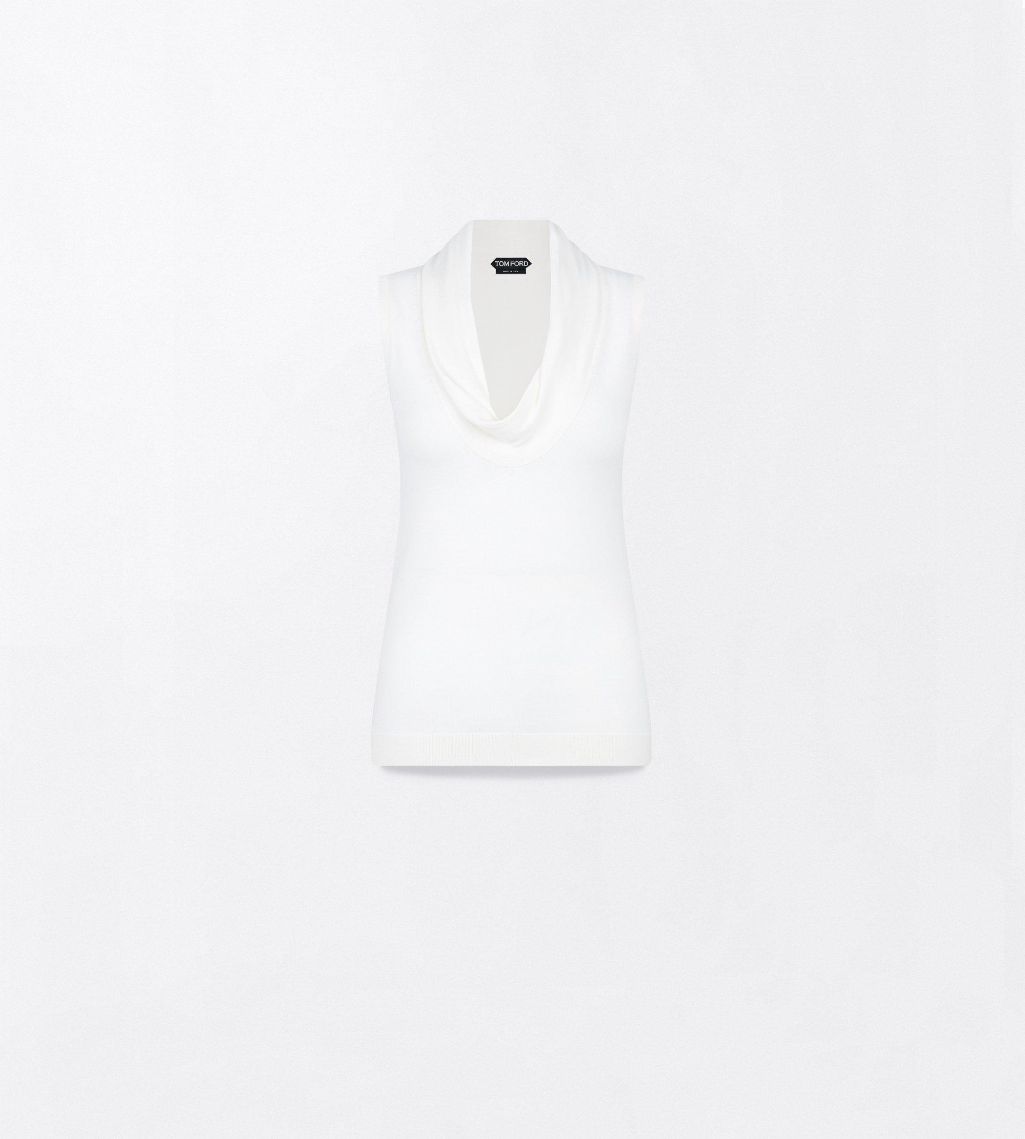 EXTRA FINE MERINO DRAPE NECK TANK TOP