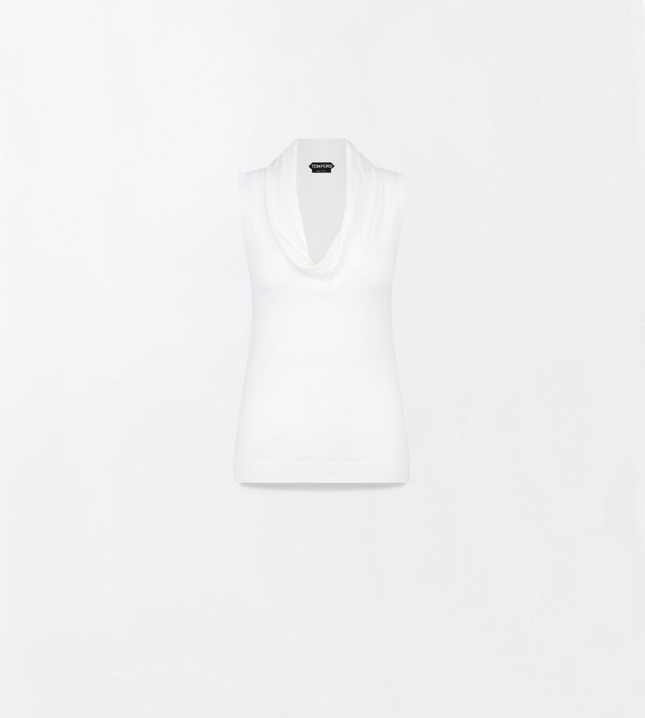 TOM FORD WOOL WHITE EXTRA FINE MERINO DRAPE NECK TANK TOP